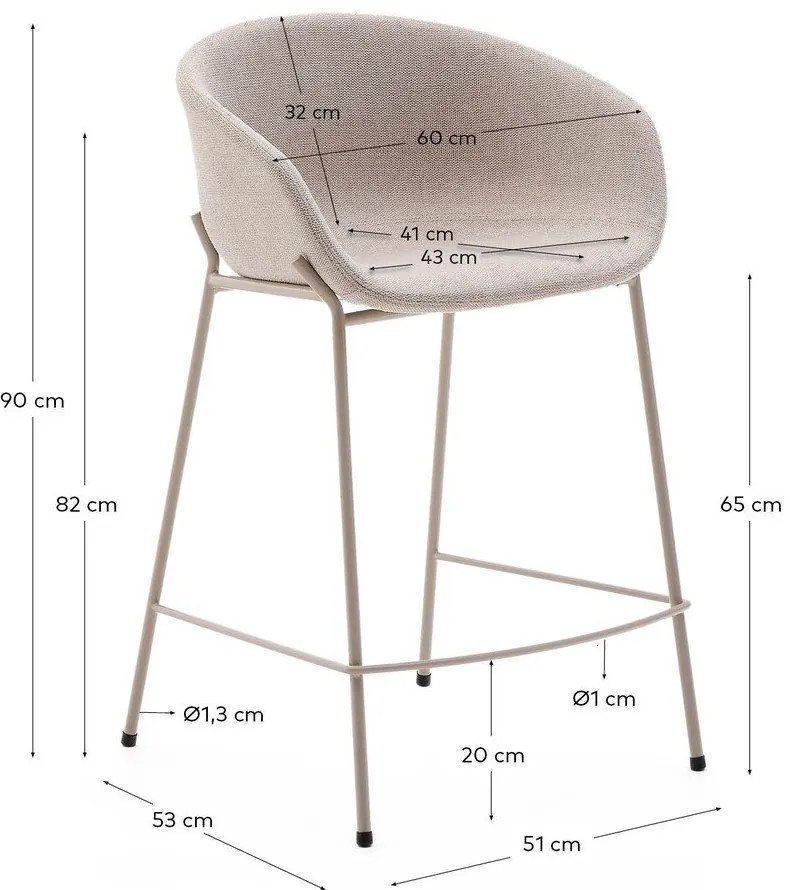 Béžová barová stolička (výška sedadla 65 cm) Yvette – Kave Home