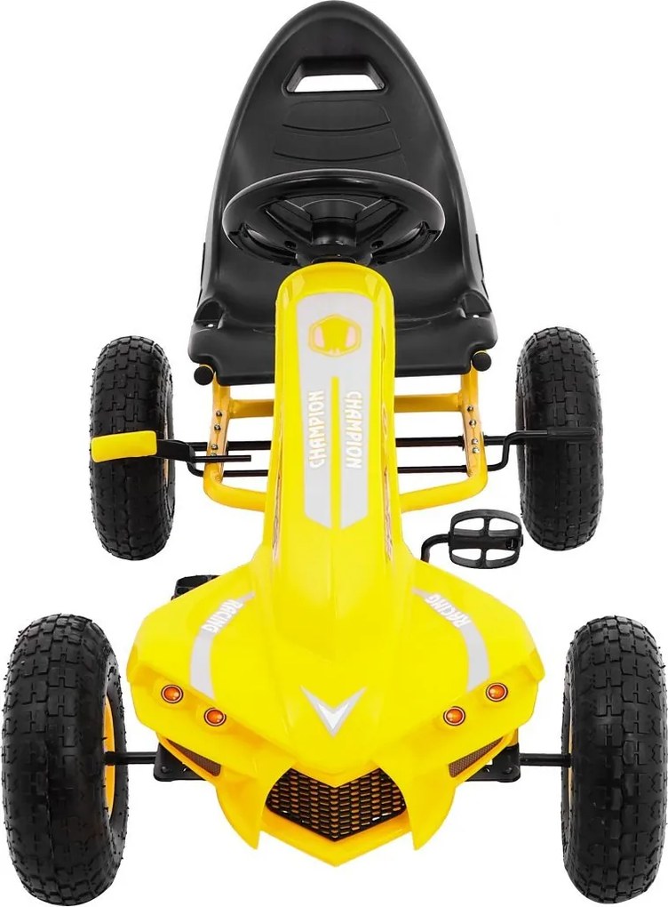 Ramiz Motokára Champion pre deti 3+ Žltá + Nafukovacie pneumatiky + Nastaviteľné sedadlo + Ručná brzda