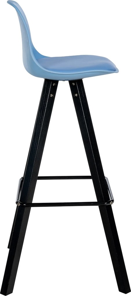 Barová stolička Corbin Square - koženka, čierny rám - modrá