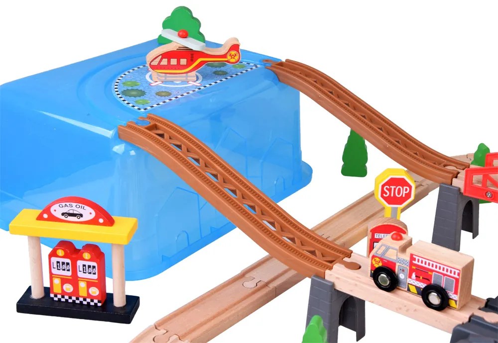 Drevená vláčiková trať s príslušenstvom 100 ks Jokomisiada ZA5380