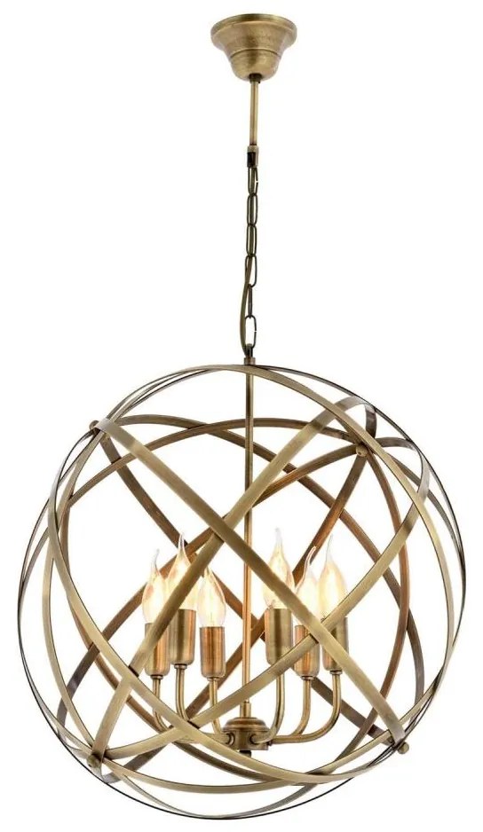 Luster na reťazi IRONBALL 6xE27/40W/230V zlatý