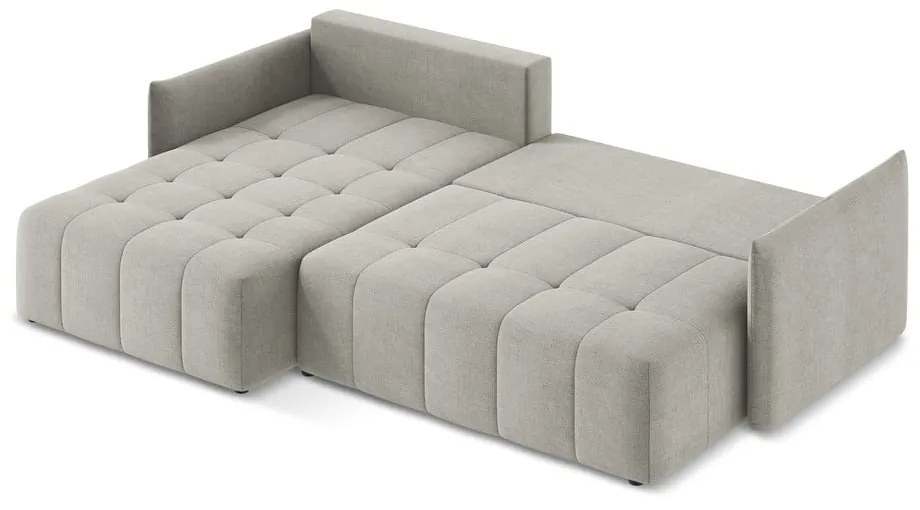 Svetlosivá rozkladacia/s úložným priestorom rohová pohovka (ľavý roh/s leňoškou) Moku – Makamii