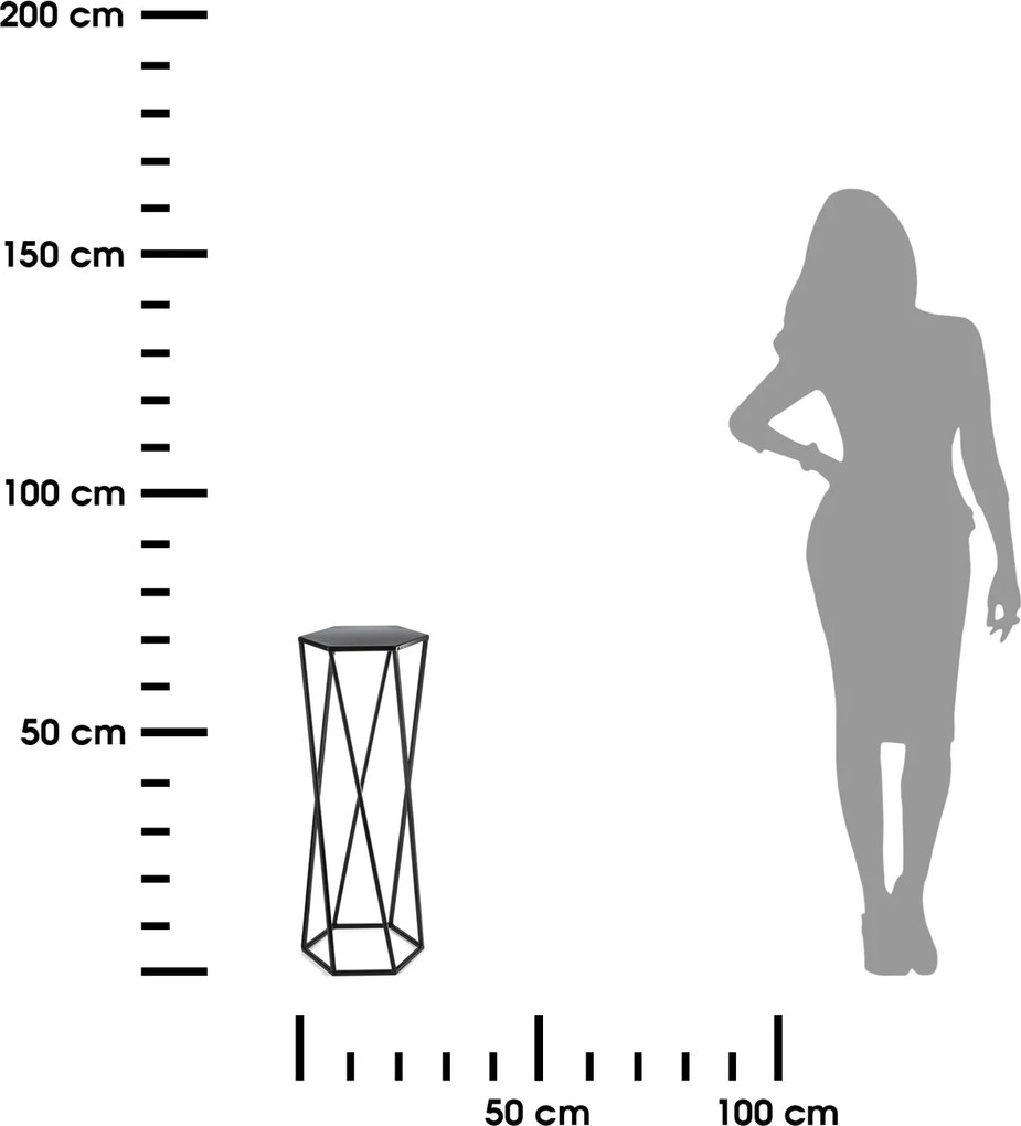 STOJAN NA KVETINÁČ HEXAGON 70X24X27 CM ČIERNA