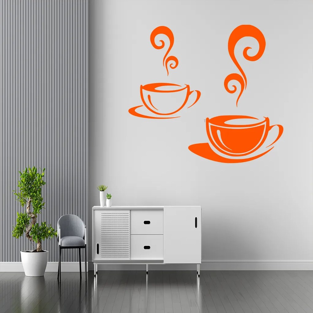 Veselá Stena Samolepka Biela a čierna káva Farba: oranžová, Veľkosť: 60 x 54 cm