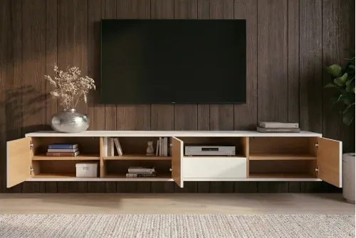 TV-skrinka 47815 Loft 200cm Biela/Prírodná Dub Dyha  - Komfort-nábytok