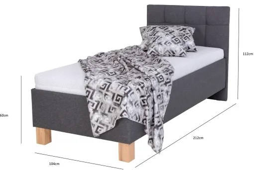 Čalúnená posteľ s úložným priestorom bez matraca MARIA ONE 90x200 cm sivá