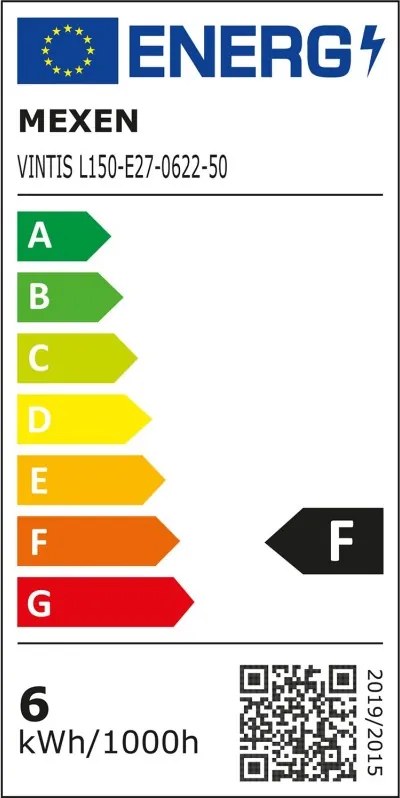 Mexen Vintis, LED filamentová žiarovka E27, A60, 6 W, teplá biela 2200K, jantárová, L150-E27-0622-50