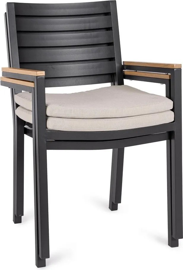 Antracitová kovová záhradná stolička Henna – Bizzotto