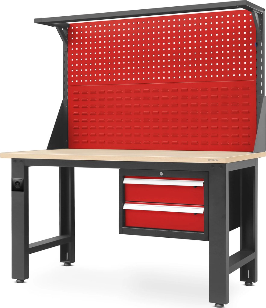 Pracovný stôl LOGAN, 1500 x 1700 x 750 mm, červená antracitová
