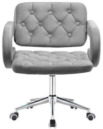 LuxuryForm DESIGN Kreslo ADRIA VELUR na striebornej podstave s kolieskami - šedé