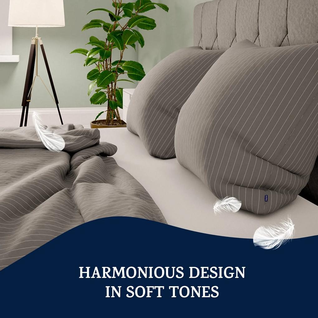 Soft Wonder-Edition, posteľná bielizeň, šedá/biela pruhovaná, 155 × 200 cm, 80 x 80 cm