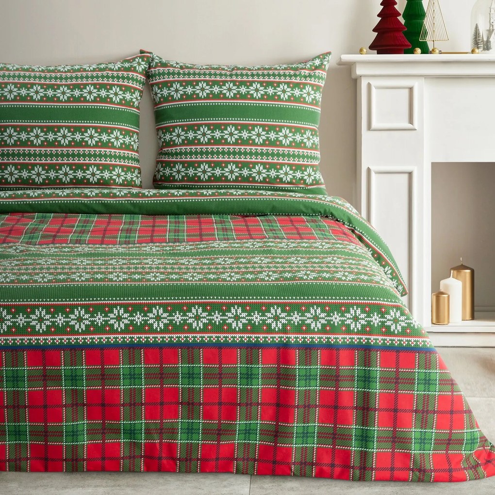 VIANOČNÉ FLANELOVÉ OBLIEČKY AURORA 200X220 CM, 2 KS 70X80 CM VZOROVANÉ