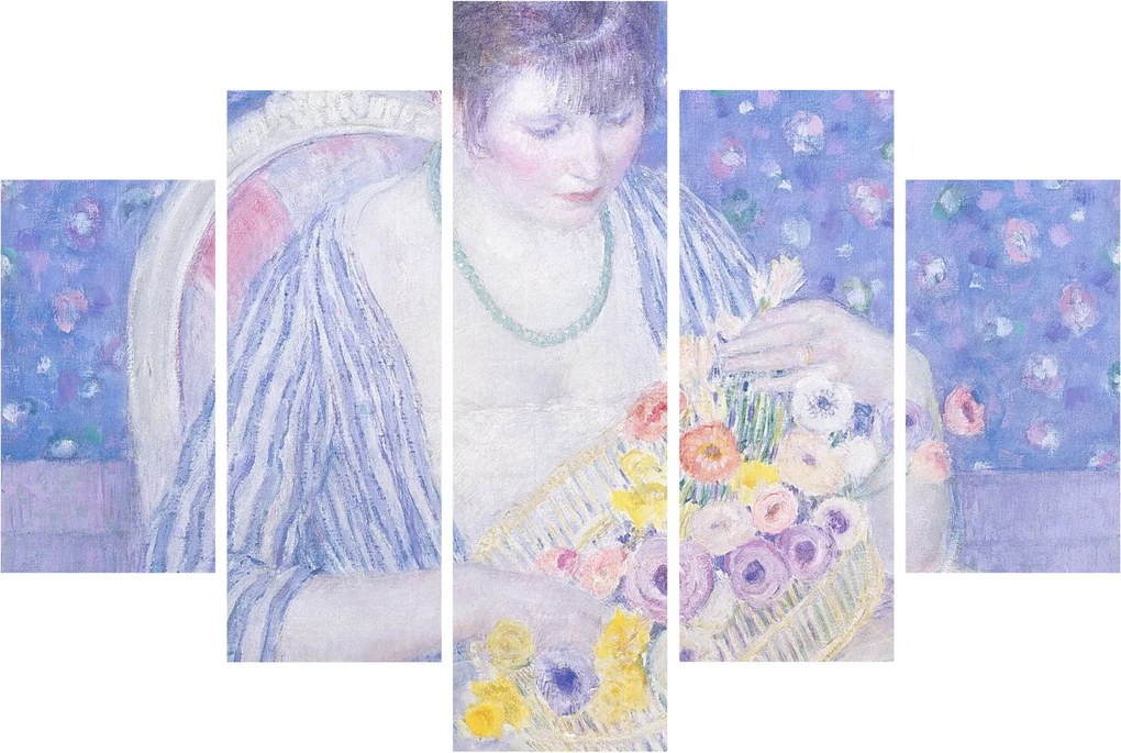 Obraz - Frederick Carl Frieseke,  The Basket of Flowers, reprodukcia (150x105 cm)