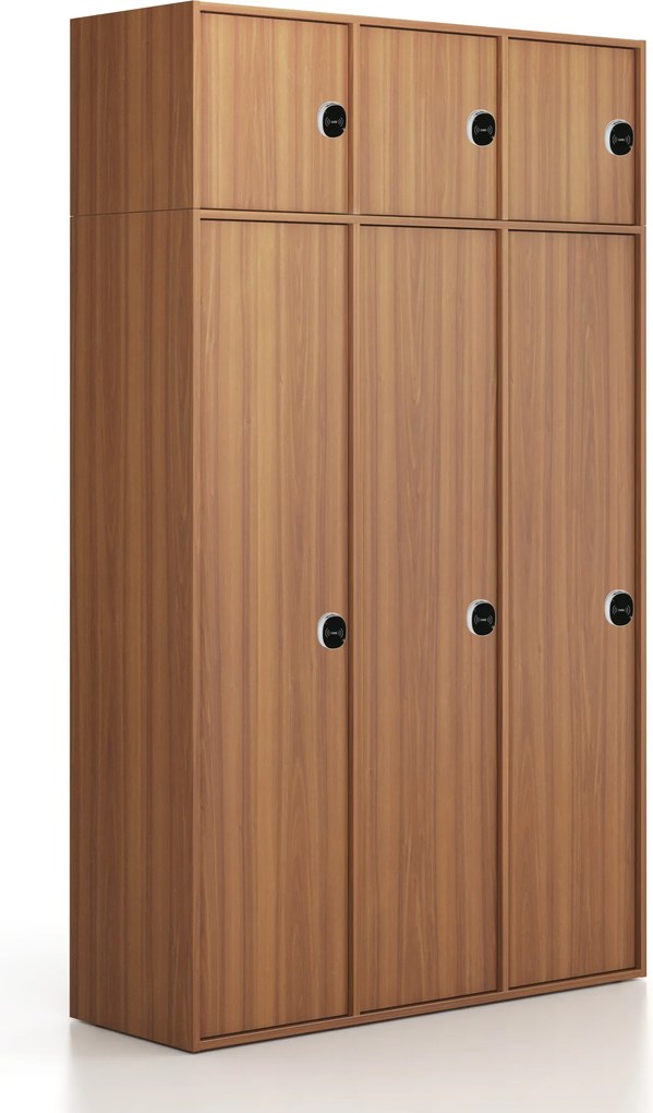 Nadstavba pre skrine FRAME, 3x dvere, 1299 x 450 x 427 mm, RFID zámok, orech
