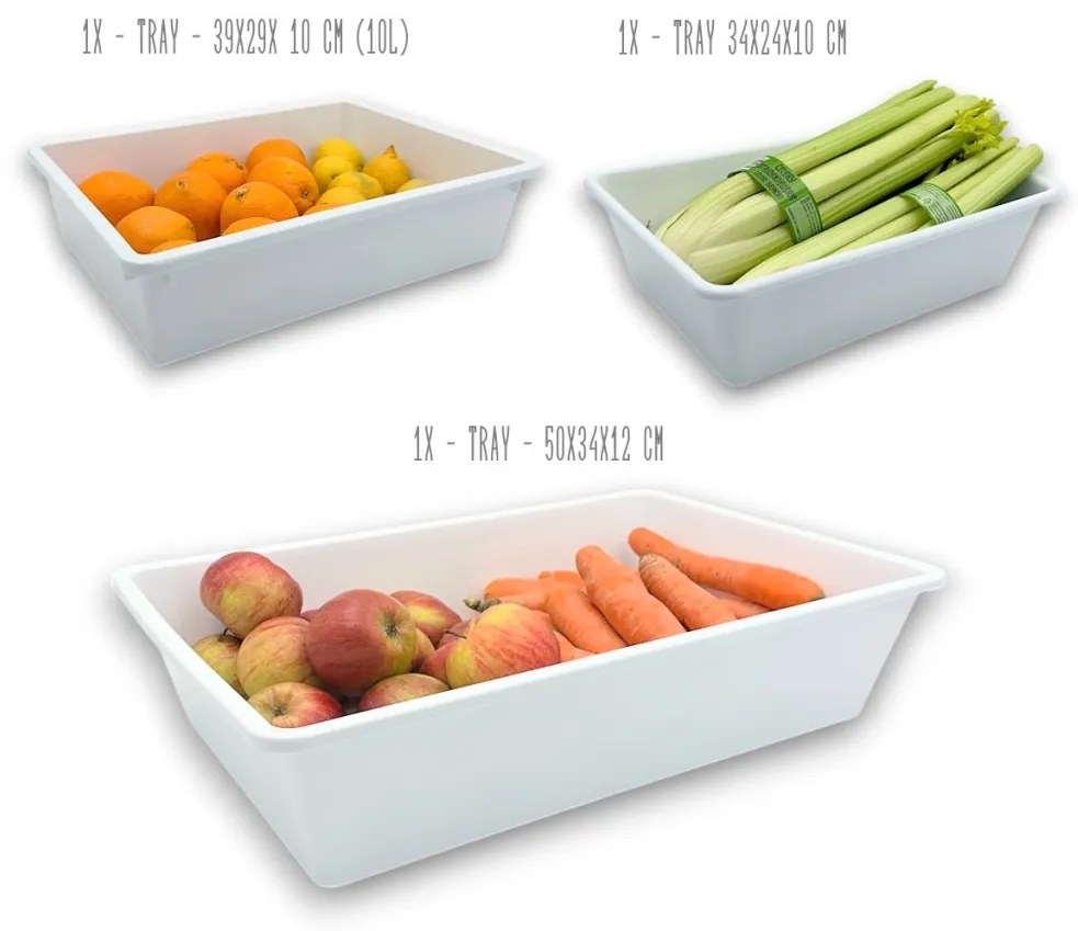 Organizér, úložný box do hlbokých skríň a špajzí, TRAY - 50 x 34 x 12 cm, biela
