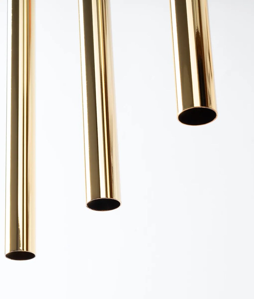 Závesné svietidlo Pastelo, 3x zlaté kovové tienidlo, b