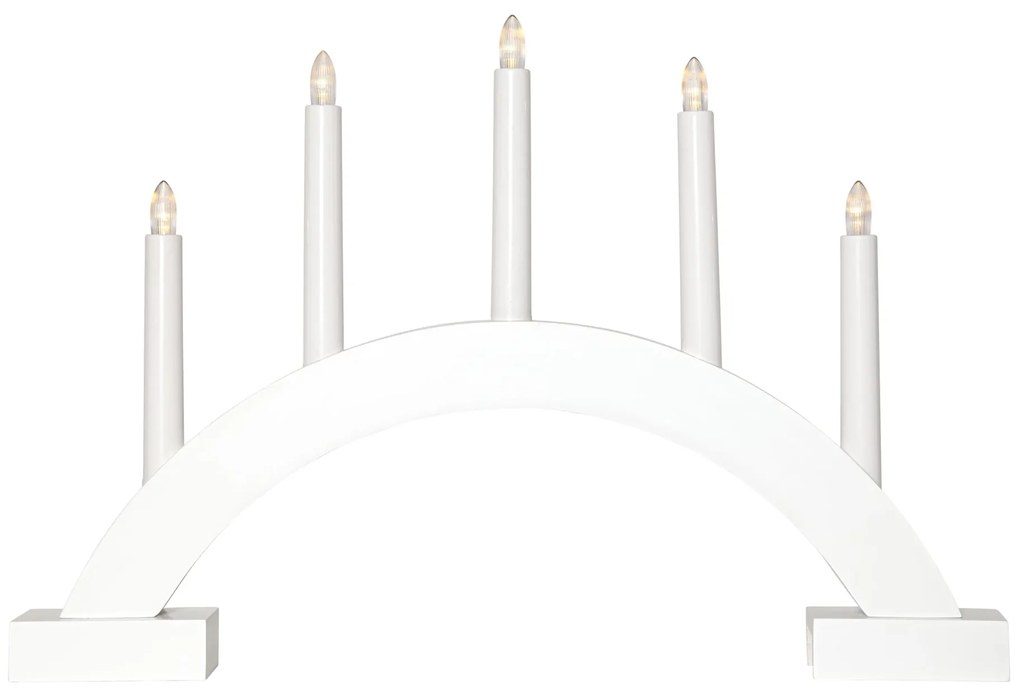 STAR TRADING Drevený LED svietnik Abbe White