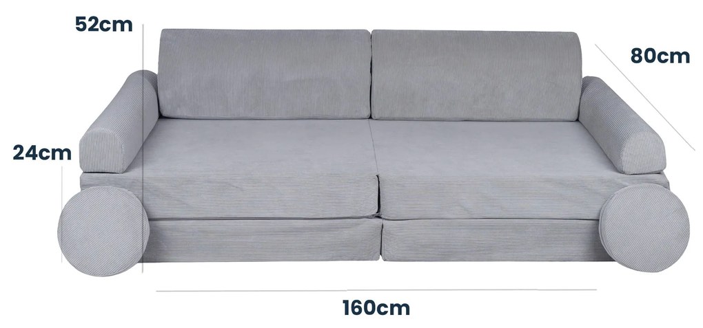 Variabilná detská pohovka MeowBaby® Premium, grey