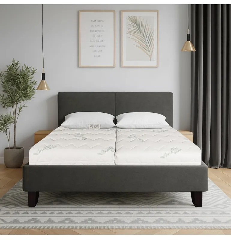 Posteľ čalúnená ZEFIRA + lamelový rošt + matrac EMI