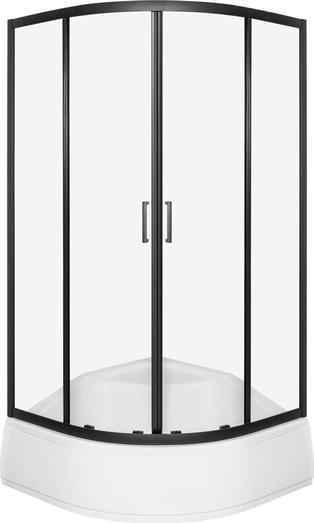 Novoterm Štvrťkruhový sprchový kút NV-Aruba GL PS BL 80 SV, čierna/transparent + vanička hlboká Klara