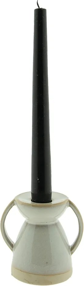 Béžový porcelánový svietnik na úzku sviečku Chrio - 12*8*13 cm