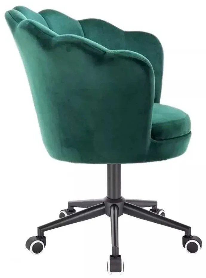 LuxuryForm DESIGN Kreslo FREY VELUR na čiernej podstave s kolieskami - zelené