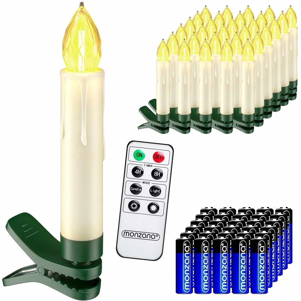 Monzana Sviečky na vianočný stromček CANDLE, 20ks, 10,5cm, teplá biela