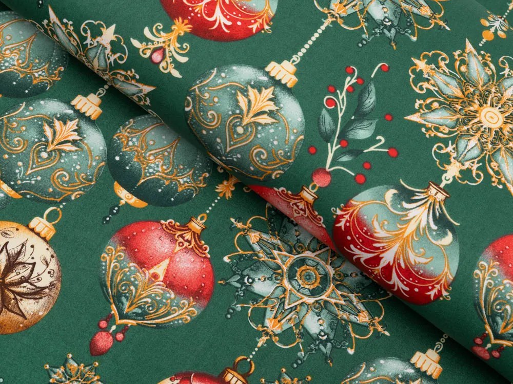 Biante Vankúš valec bonbon Sandra SA-529 Vianočné banky na zelenom 15x40 cm