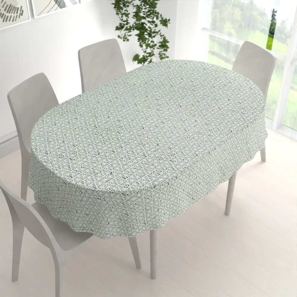 Biante Bavlnený oválny obrus Sandra SA-627 Pastelovo zelená mozaika na bielom 120x180 cm