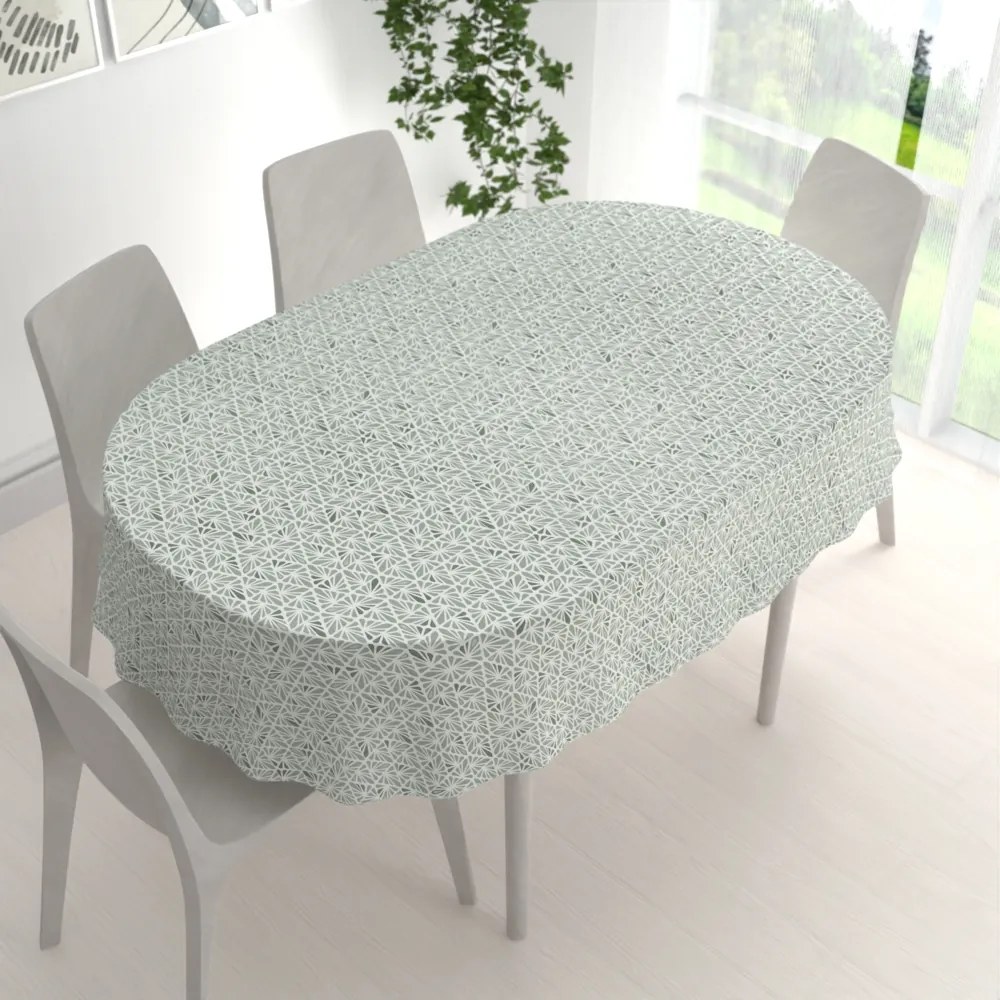 Biante Bavlnený oválny obrus Sandra SA-627 Pastelovo zelená mozaika na bielom 60x100 cm