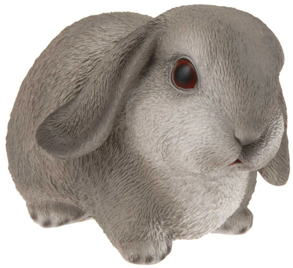 Záhradná figúrka z polyresinu Bunny, 16 cm, sivá
