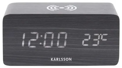 Karlsson 5933BK LED budík/hodiny s nabíjaním 15 cm
