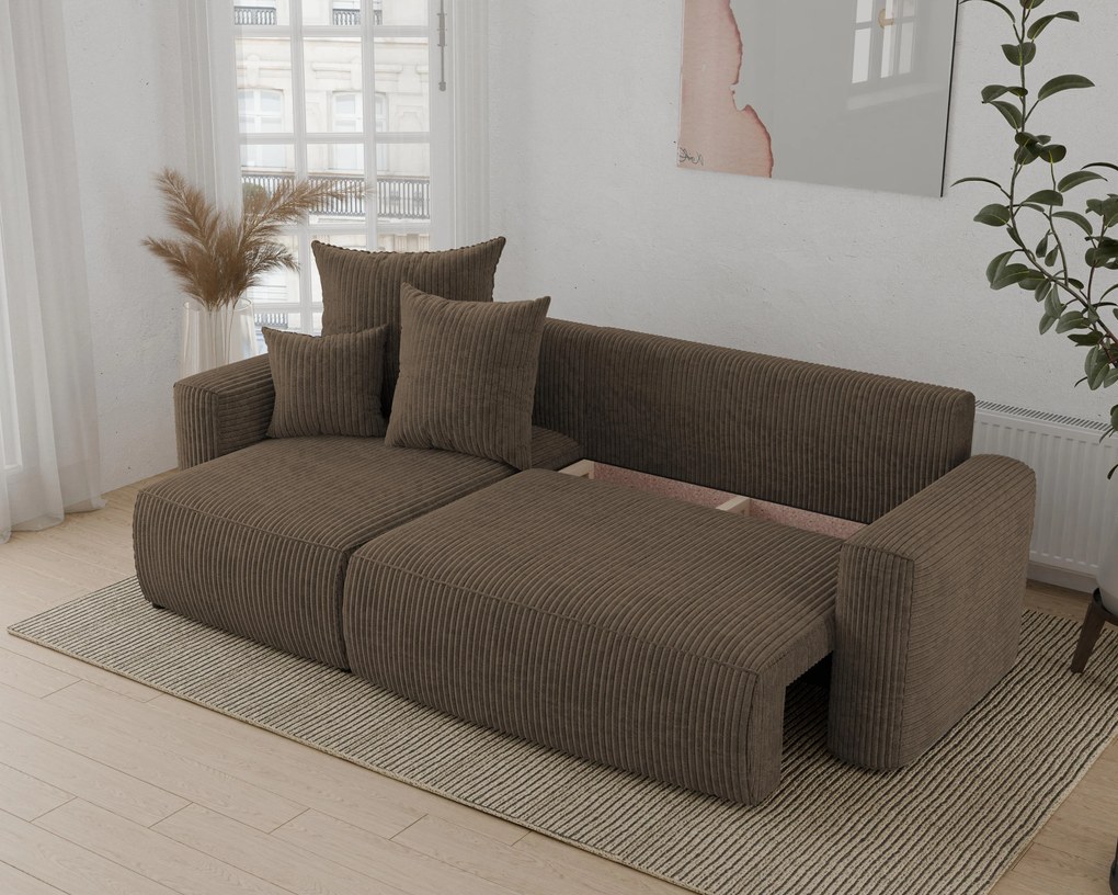 Rohová sedačka Denia (L) (tmavohnedá). Akcia -20%. Vlastná spoľahlivá doprava až k Vám domov. 1133111