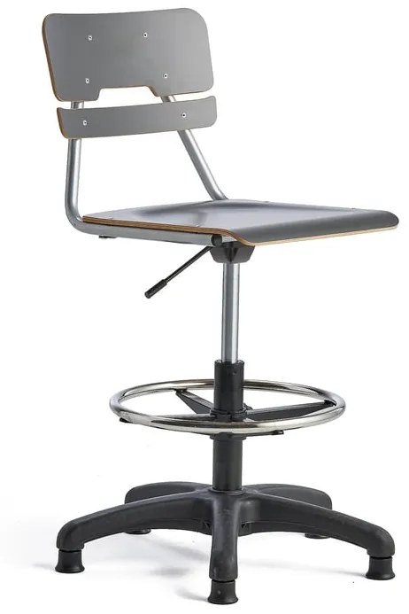 Stolička LEGERE, výškovo nastaviteľná, veľké sedadlo, s klzákmi, V 500-690 mm, antracit