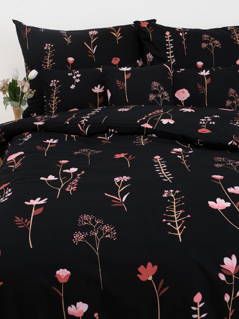 Predĺžené bavlnené obliečky Renforcé – Vlčie maky čierne