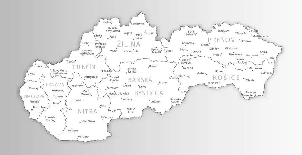 Obraz čiernobiela mapa Slovenska - 120x60