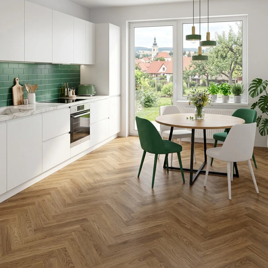 Egibi, Vinylová podlaha kliková Canadian Design Herringbone London, 625 x 125 mm