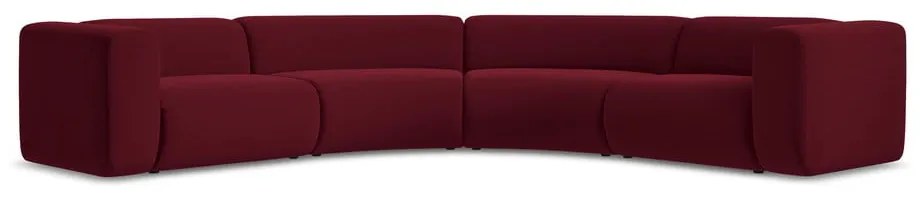 Vínovočervená zamatová rohová pohovka Ekahi – Makamii