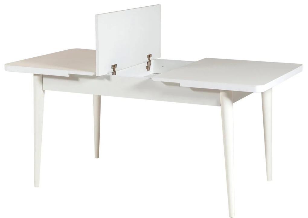 Rozkladací jedálenský stôl s 2 stoličkami a 2 lavicami Vlasta (biela + sivá). Vlastná spoľahlivá doprava až k Vám domov. 1072200
