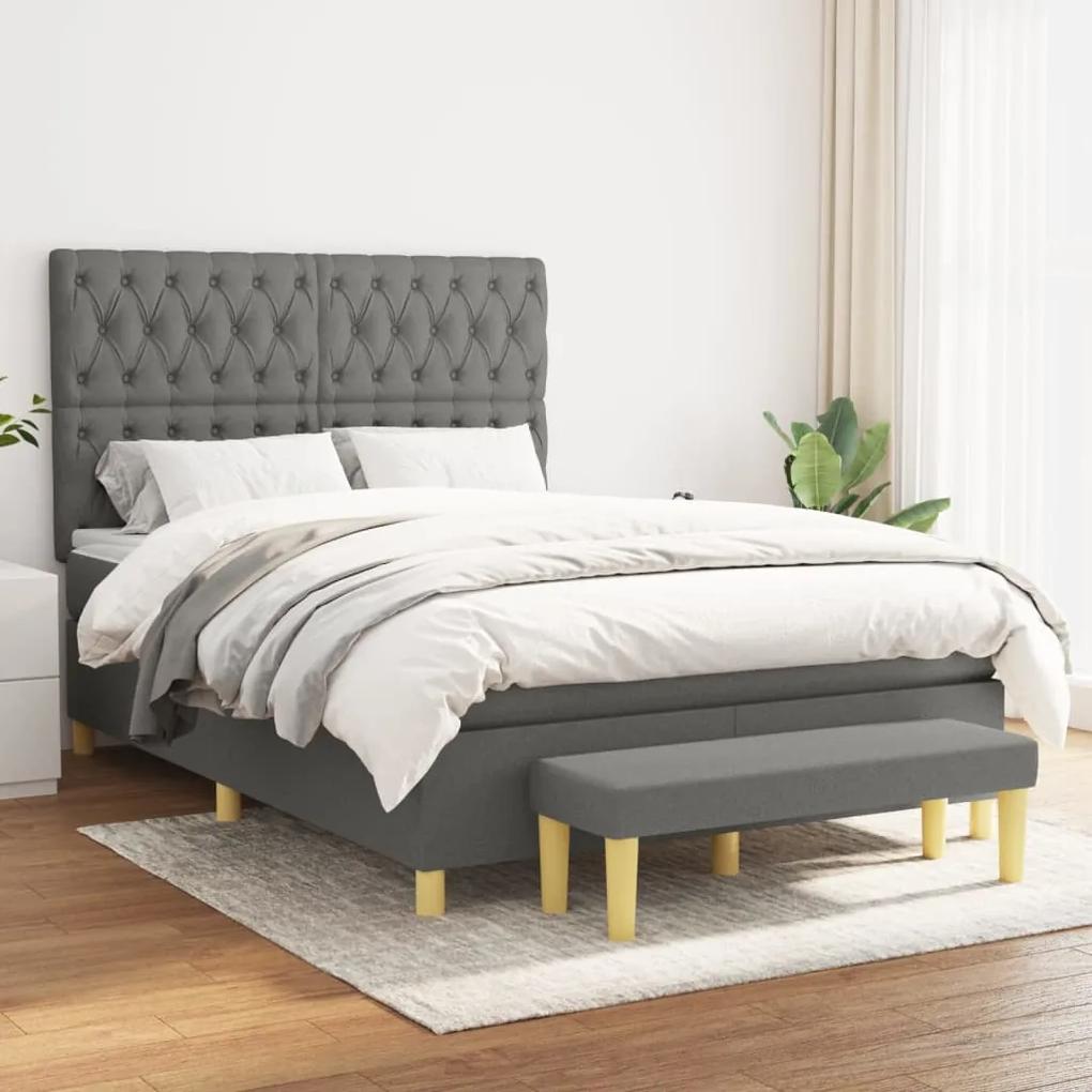 Boxspring posteľ s matracom tmavosivá 140x190 cm látka 3137390