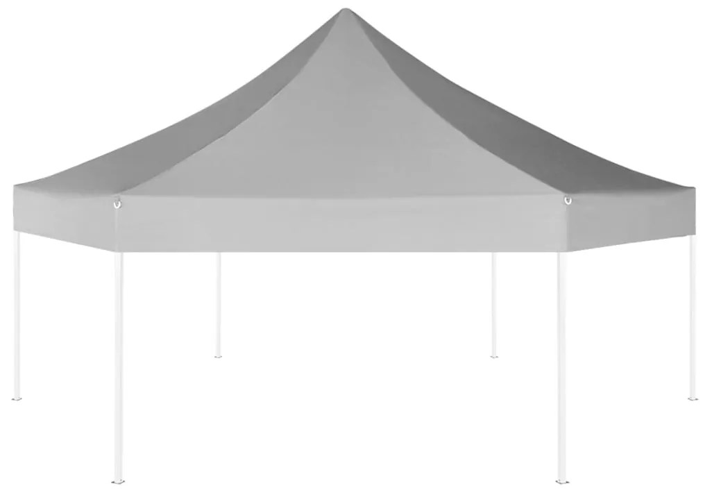 vidaXL Šesťhranný rozkladací záhradný stan, sivý 3,6x3,1 m