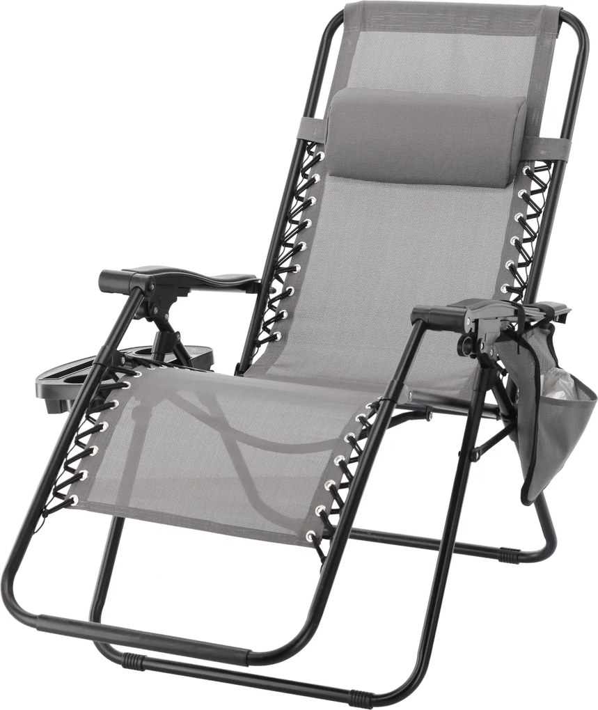 CH Záhradné skladacie relaxačné kreslo Zero II - sivá