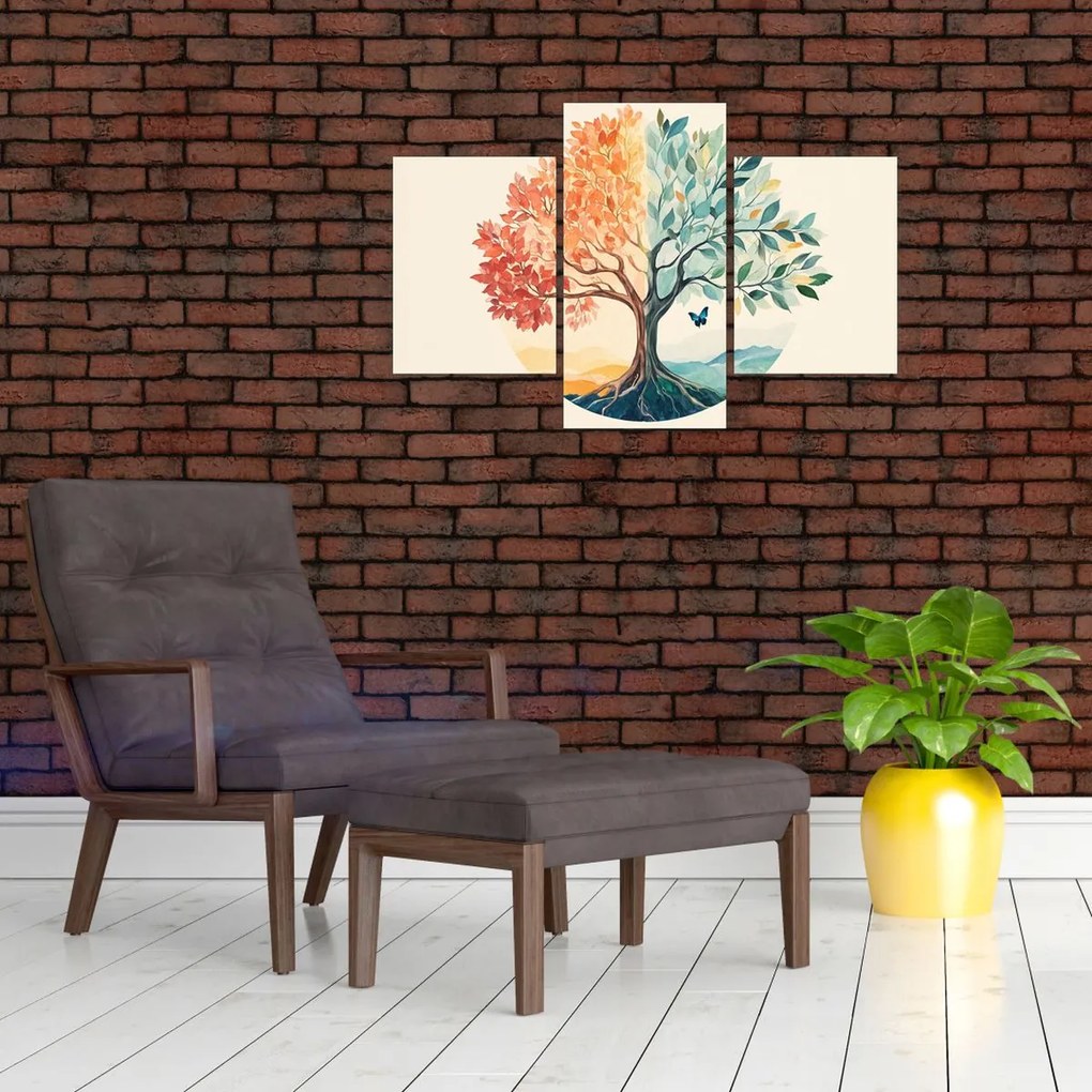 Obraz – Duálny strom s motýľom (90x60 cm)