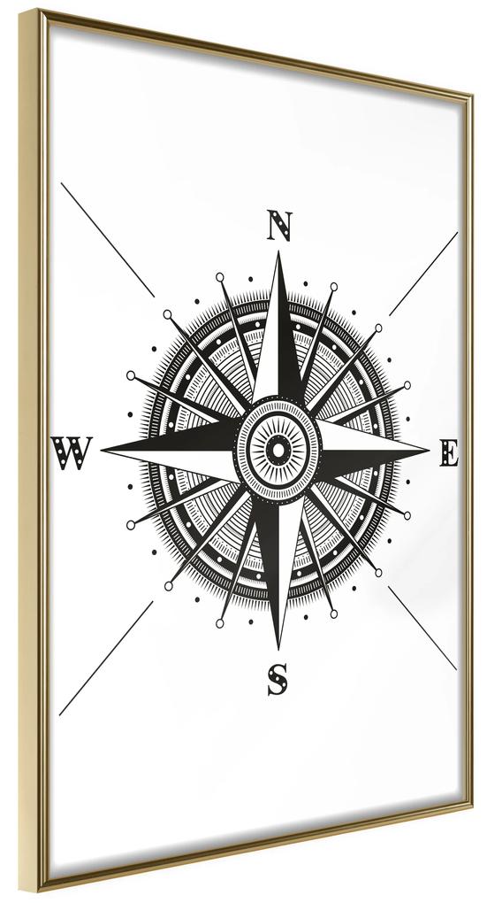 Artgeist Plagát - Compass [Poster] Veľkosť: 30x45, Verzia: Čierny rám s passe-partout