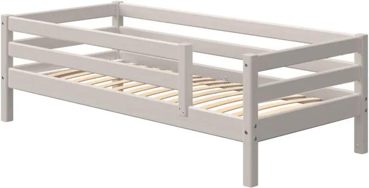 Sivá detská posteľ z borovicového dreva s 3/4 bezpečnostnou lištou Flexa Classic