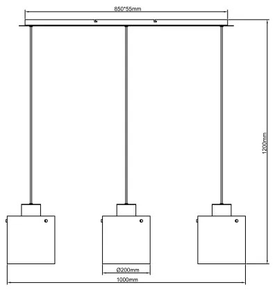 Brilliant - Luster na lanku BETH 3xE27/60W/230V čierna/dymová