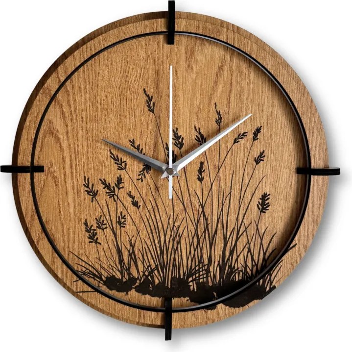 Drevené nástenné hodiny do obývačky prírodný dizajn | SENTOP HDF0587-OAK