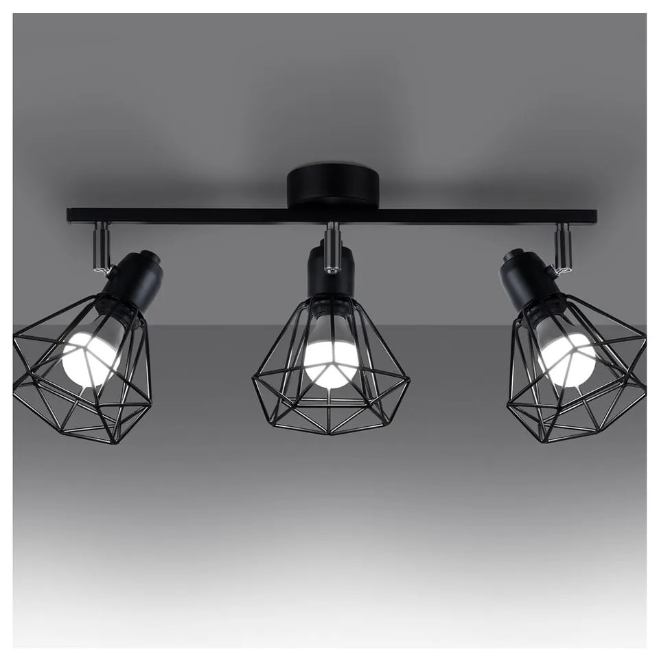 Čierne stropné svietidlo ø 10 cm Varpu – Sollux