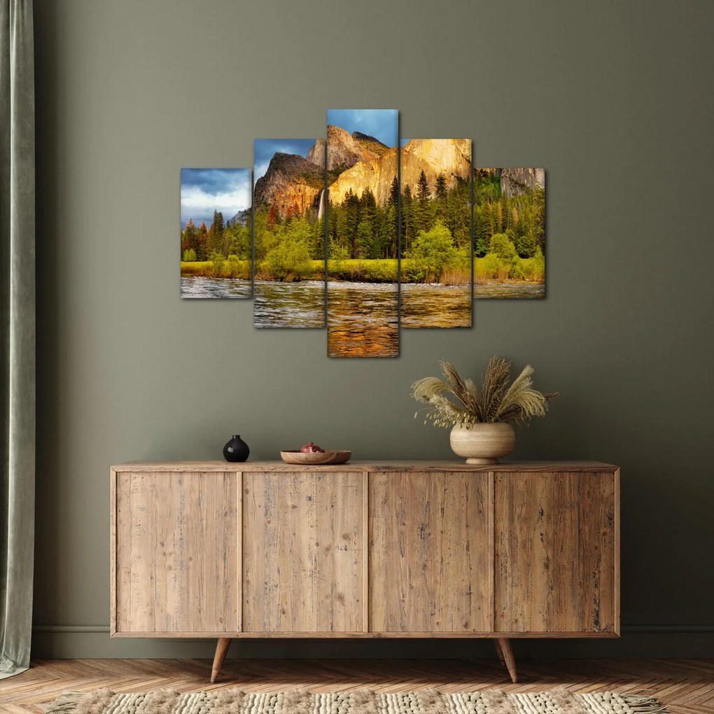 Obraz - Skaly pri jazere (150x105 cm)