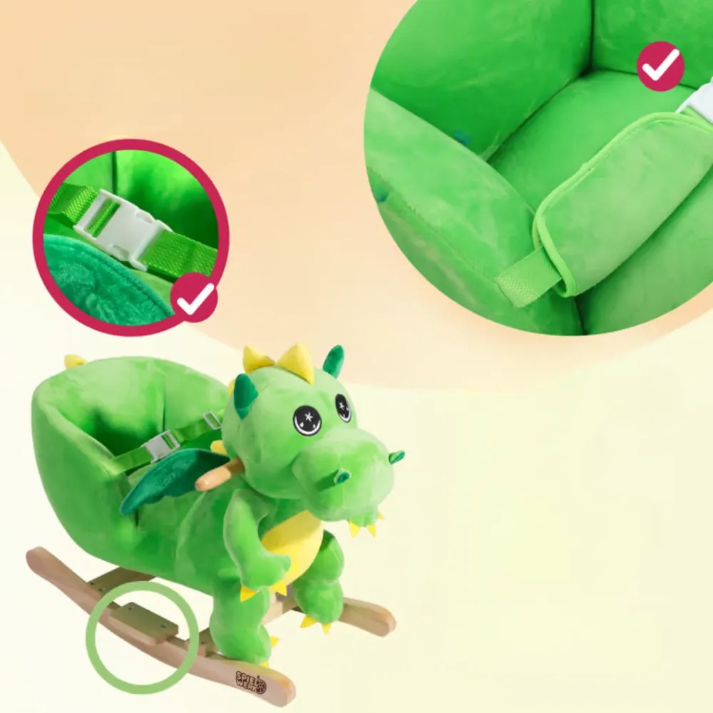 Spielwerk Hojdací dráčik DINO s bezpečnostným pásom, zelená